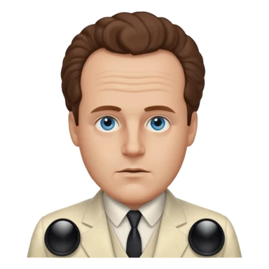 Sergei Eisenstein with blue eyes, brown hair, ivory suit  sticker