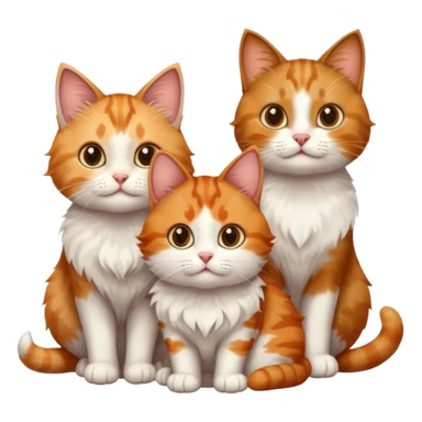 3 cats different colours including brown tabby and white, light patchy calico, and ginger and white sticker