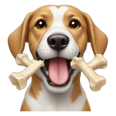 Dog with a bones in mouth sticker