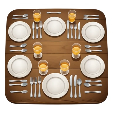 dirty table with empty plates and glasses sticker