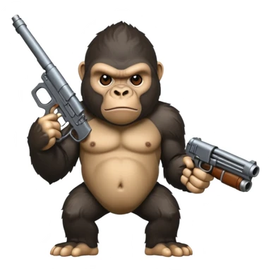 A mean gorilla holding a big gun sticker