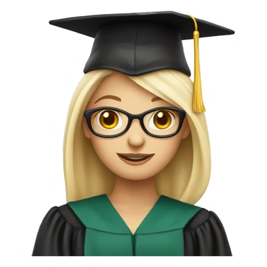 White skin blond female student with phd graduation hat sticker