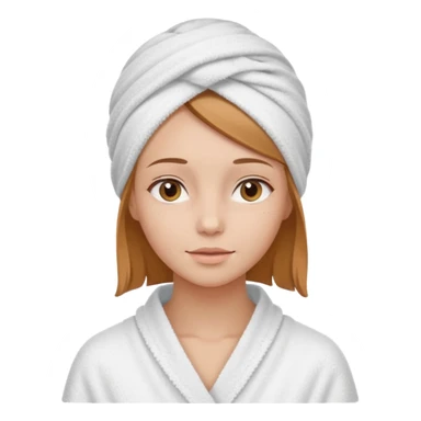A gril that her head covered with towel and skincare sticker