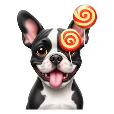French bull dog with lollipop  sticker