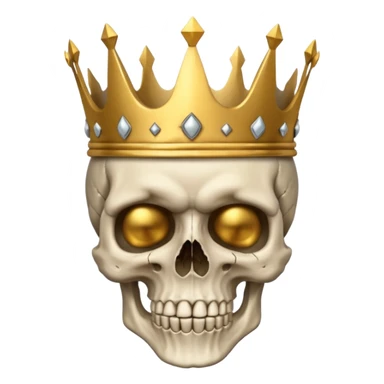 a skull face with a crown with ands on its skull sticker