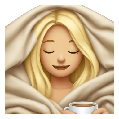 Blonde girl inside a blanket sipping coffee eyes closed sticker