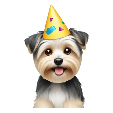 Morkie with party hat sticker