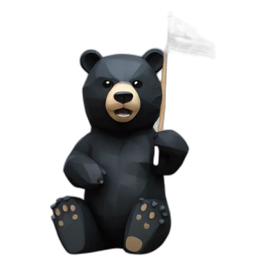 stand Lowpoly black bear with flag  inscription GO sticker