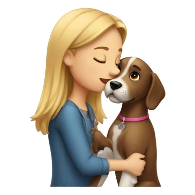 A girl kissing a dog sticker