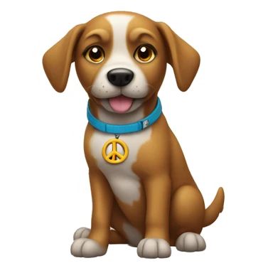 dog holding up peace sign sticker