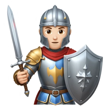 A knight in fighting action with a sword and shield sticker