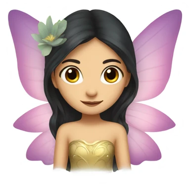 Lotus flower, fairy, wings, girl, dark hair, dark eyes  sticker