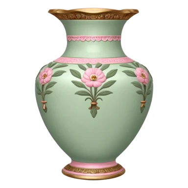 A vintage vase in sage and pink color sticker