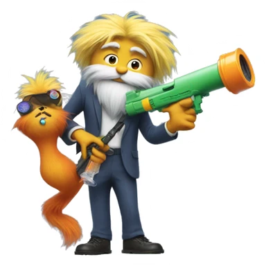 the lorax holding a water gun  sticker