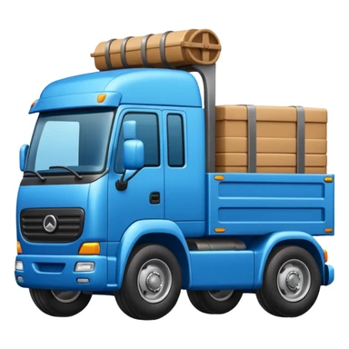 "iOS style truck emoji, big wheels with a cargo bed, smooth texture, no background" sticker