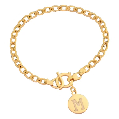 Elegant gold bracelet with Imogen charm sticker