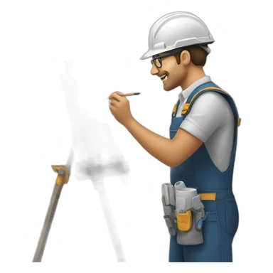 Engineer painting a masterpiece sticker
