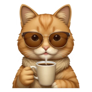 sunglasses cat drink coffee sticker
