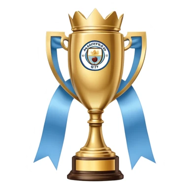 Trophy with Manchester City sky blue ribbons sticker