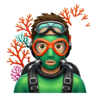 Diver + green mask,Coral Diver. sticker