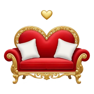 Romantic red and gold heart-couch sticker