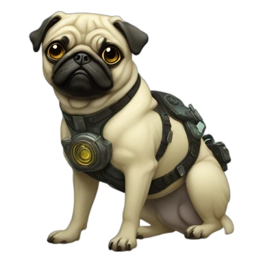 A cyberpunk pug in Art Nouveau style during 1910 sticker