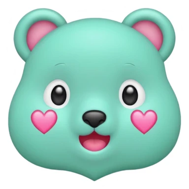 Oso gummy color verde agua  corazón rosa kawaii sticker
