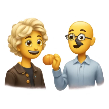 Two friends doing a trivia sticker