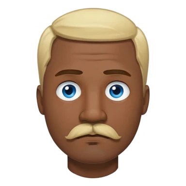 "- Nam
- 40 tuổi
- Da đen
- Tóc vàng 
- Mắt xanh nước biển, có ria
- Mặt buồn
" sticker