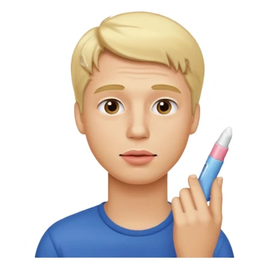 blonde man using chapsitck sticker