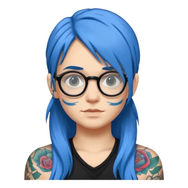 Tattooed & Blue Haired with glasse long hair sticker