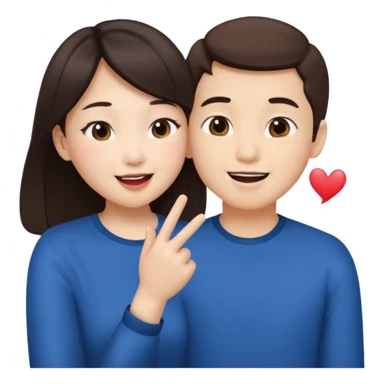 Asian girl blowing kiss to brunette boy  sticker