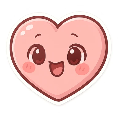 pink heart, cute and expressive, chibi style sticker sticker