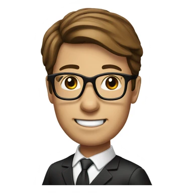 Head of a Lawyer with glasses,brown hair and smil sticker