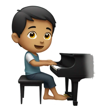 Small Filipino boy playing piano sticker
