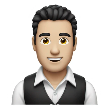 man with white shirt and black Gillet , black hair and white face sticker