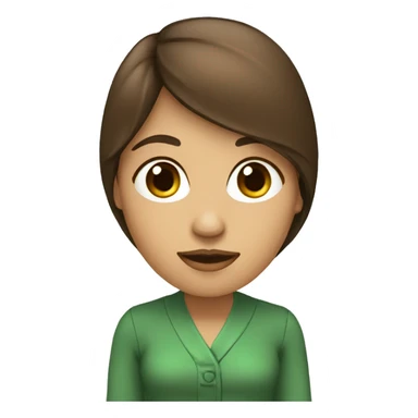 Mujer con terno, con cabello largo ondeado marron y ojos color verde sticker