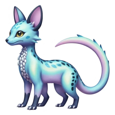 Shiny Pastel White Iridescent Celestial Salandit-Umbreon-Genet-Noivern-Noibat-Serval-Hybrid (Full body) sticker