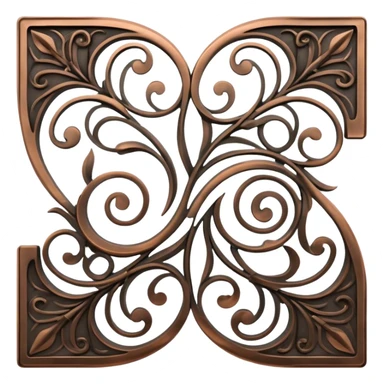 Forged metal icon, intricate wrought iron bas-relief with delicate patterns, swirling shapes, textured metal surface, blacksmithing tools nearby, minimalistic style, clean lines, transparent background. sticker