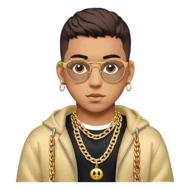 Bad Bunny, Latin Trap Singer with dark brown hair sticker