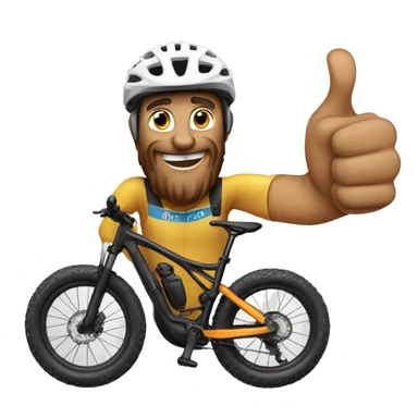 close up of mountain biker with thumb up sticker