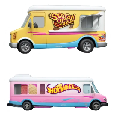 Side view hot wheels sporty 20 foot long banana split Ice Cream step van  sticker
