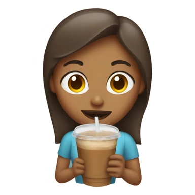 A woman eating iced coffee  sticker