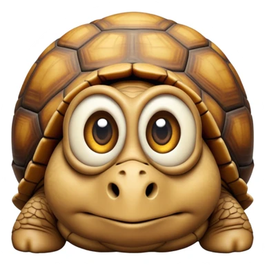 cinematic-tortoise-realistic--emoji,-sturdy-domed-shell-in-rich-earthy-tones,,-wrinkled-wise-face-peering-ahead-with-calm-determination,-cute large-eyes-reflecting-centuries of wisdom, zoomed into its face sticker