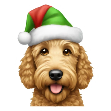 a female golden doodle wearing a Christmas hat  sticker
