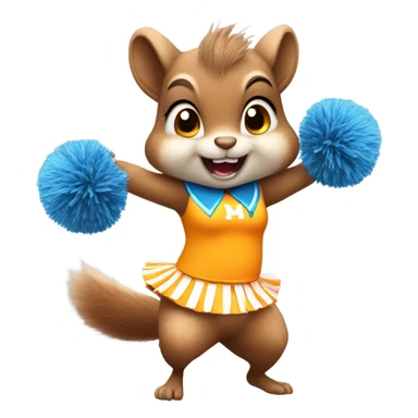squirel in a cheerleader outfit, cheering sticker