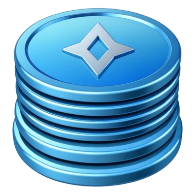 blue sorayama gradient chrome plasma energy coin stack sticker