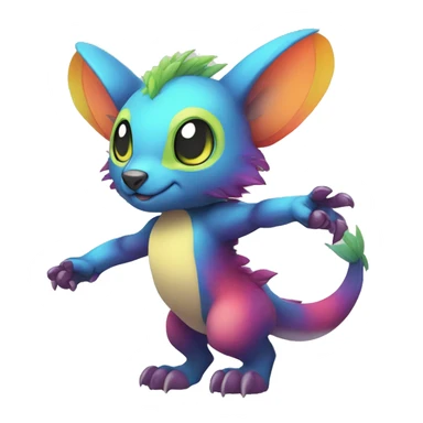 Cute cool colorful fantasy animal hybrid Fakemon full body sticker
