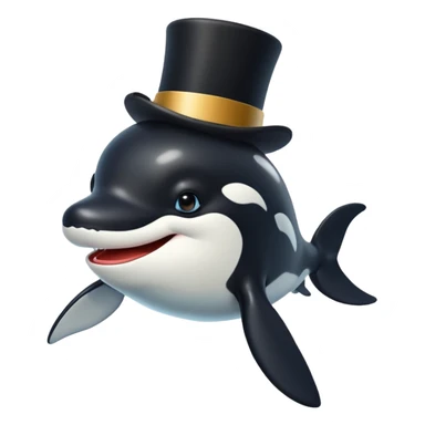 orca with a top hat sticker