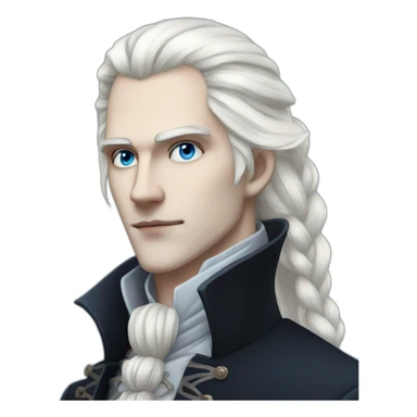 pale male victorian vampire with long white hair in a braid over his shoulder and light blue eyes sticker